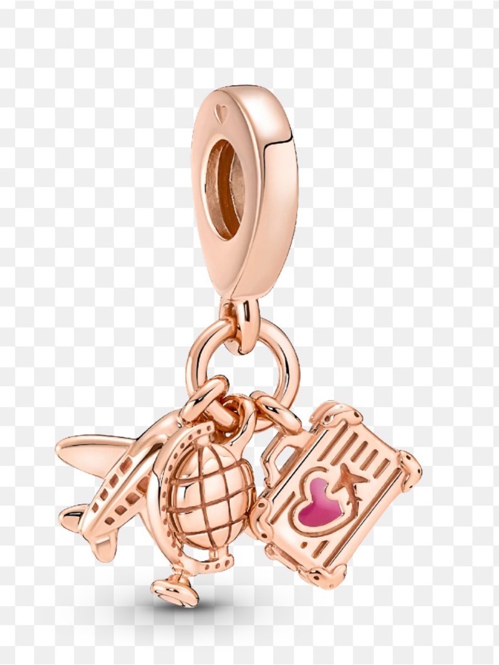 Pandora Gold Travel Charm Dangle with Globe, Airplane & Luggage